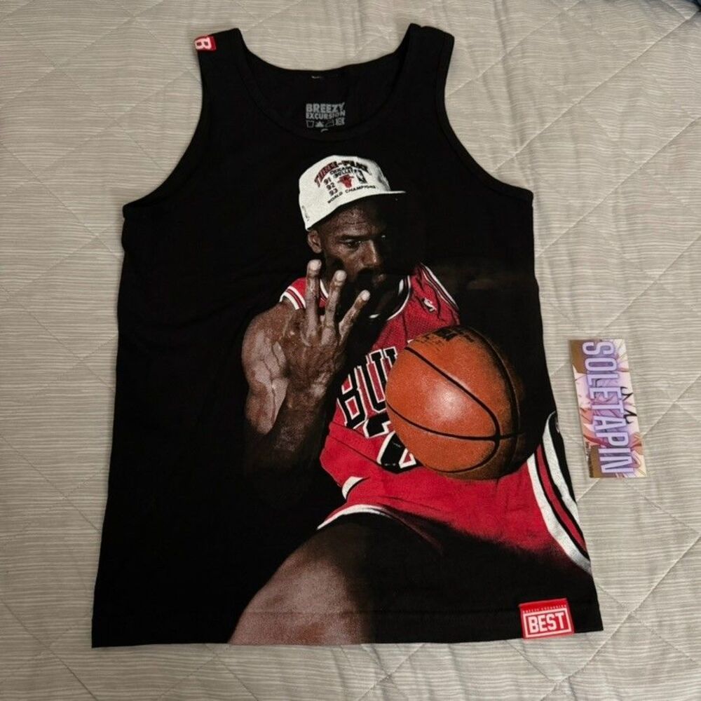 Breezy Excursion Chicago Bulls "4 Rings" Michael Jordan Tank Top Shirt SMALL